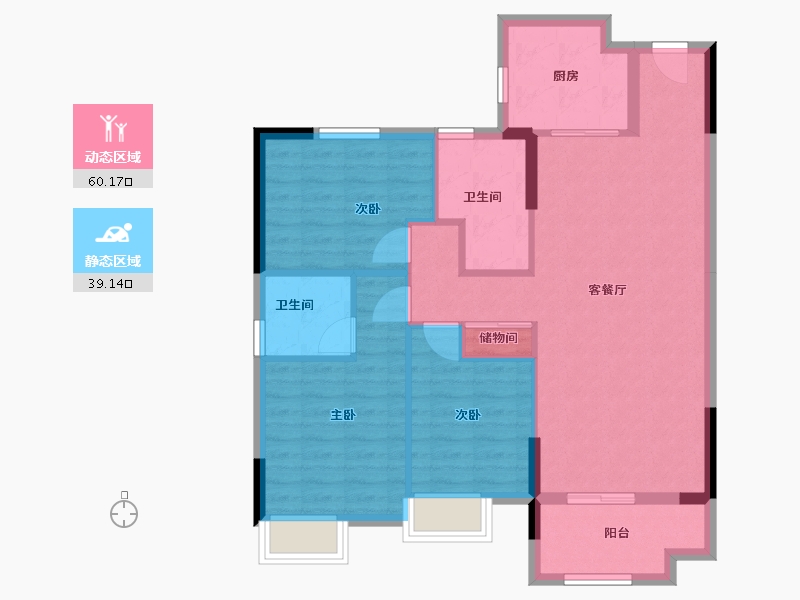 湖北省-黄石市-正泰华府-89.50-户型库-动静分区