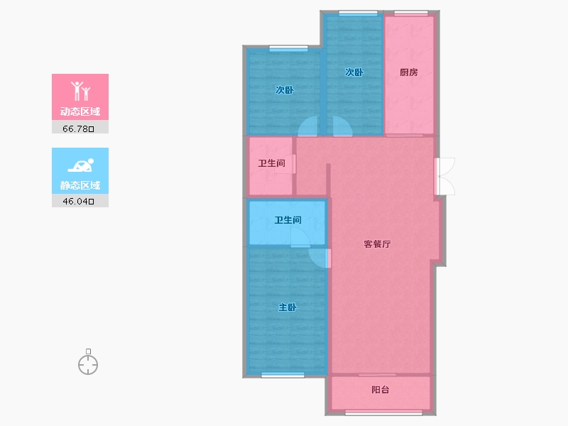 辽宁省-葫芦岛市-三和恬园-102.50-户型库-动静分区