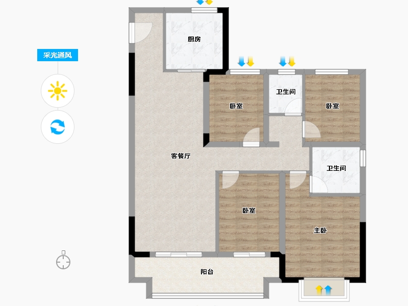 河南省-漯河市-昌建峰璟-100.68-户型库-采光通风