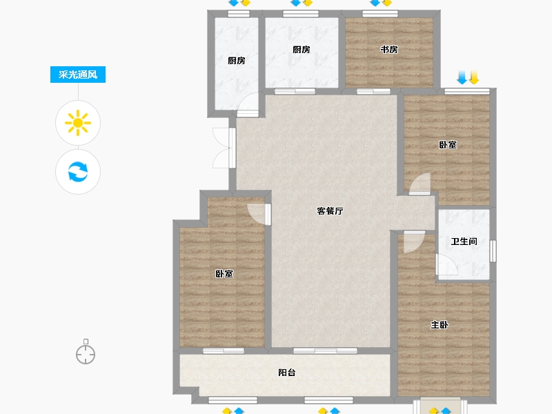 山东省-潍坊市-恒信领峰-131.60-户型库-采光通风