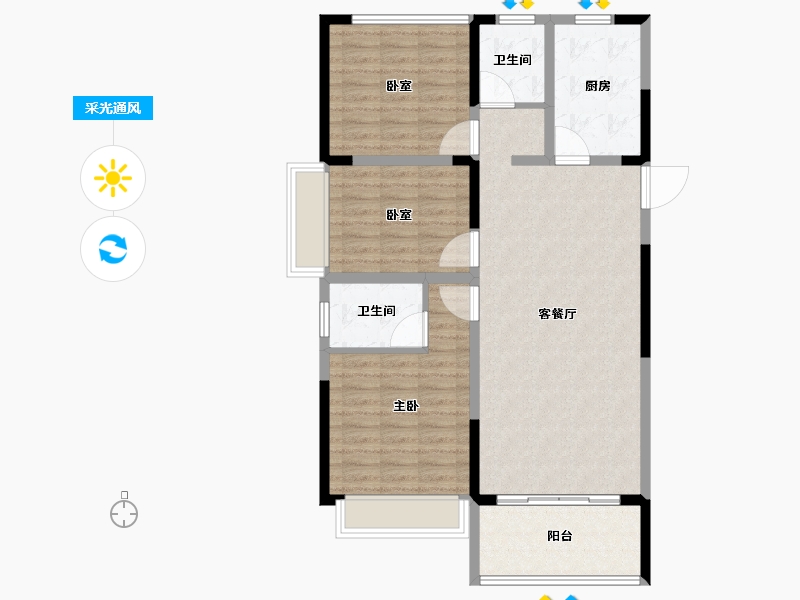 河南省-漯河市-基时芳语堂-96.72-户型库-采光通风