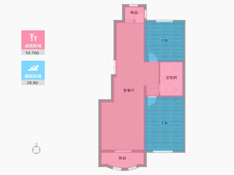 黑龙江省-齐齐哈尔市-中冶滨江半岛-76.88-户型库-动静分区