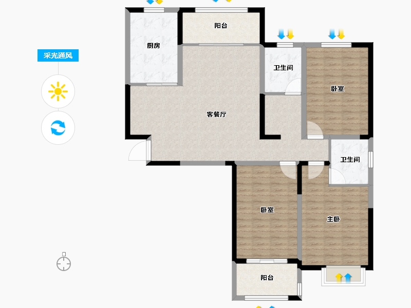 河南省-漯河市-昌建新水岸-125.64-户型库-采光通风