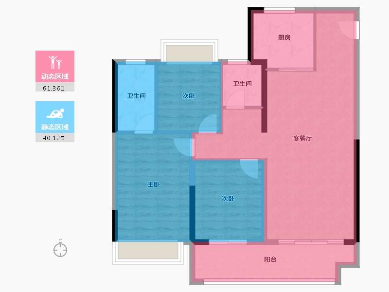 河南省-南阳市-金科中梁博翠东方-91.59-户型库-动静分区