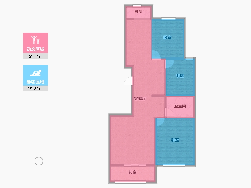 辽宁省-葫芦岛市-三和恬园-86.12-户型库-动静分区