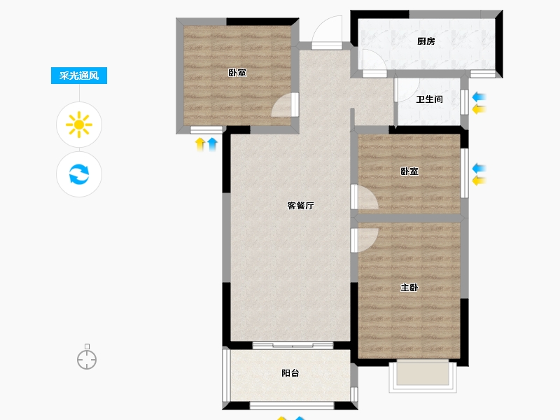 河南省-漯河市-昌建新水岸-83.81-户型库-采光通风