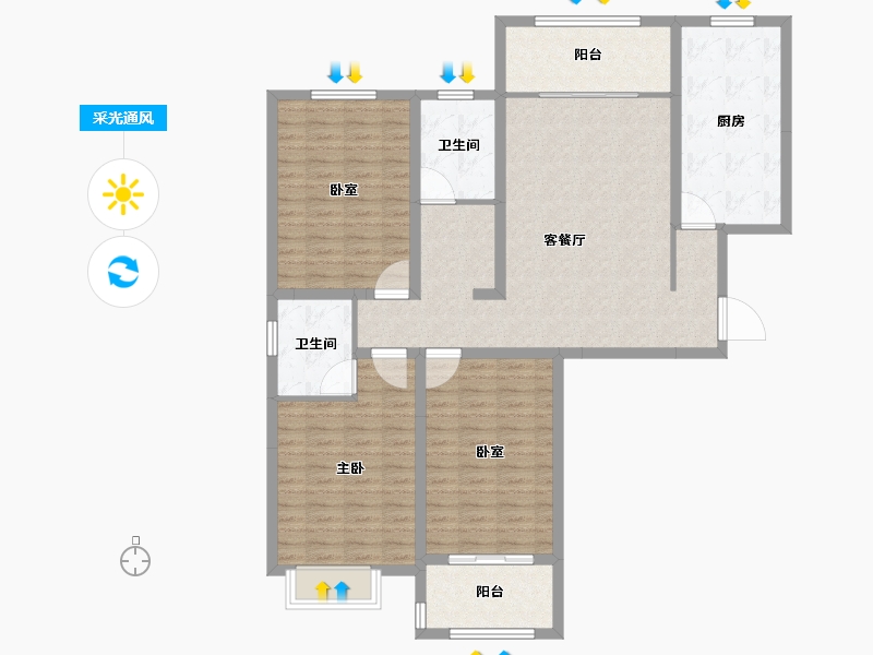 河南省-漯河市-昌建新水岸-120.69-户型库-采光通风