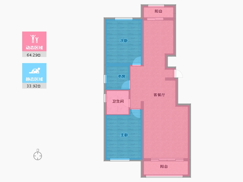 辽宁省-葫芦岛市-三和恬园-88.28-户型库-动静分区