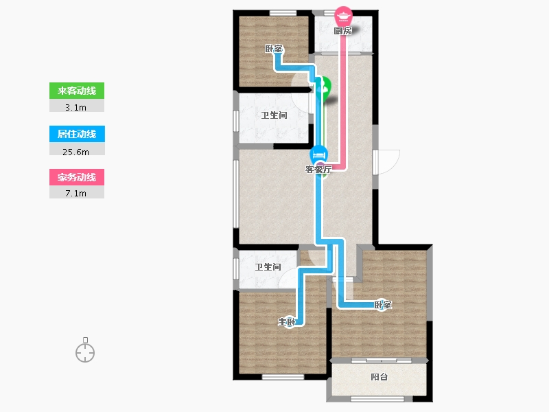 山东省-烟台市-松隽社区阳光城-113.61-户型库-动静线