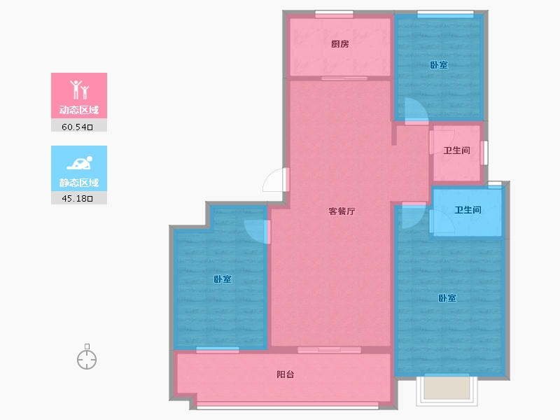 山东省-泰安市-帝景郦城-94.45-户型库-动静分区