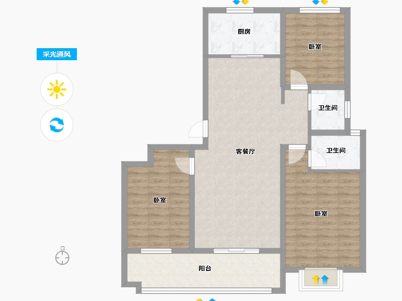 山东省-泰安市-帝景郦城-94.45-户型库-采光通风