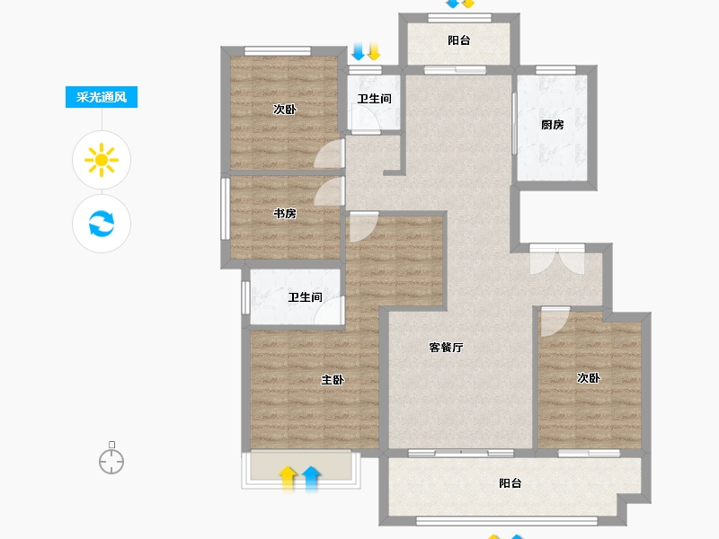 河南省-南阳市-中奥唐河府-109.94-户型库-采光通风