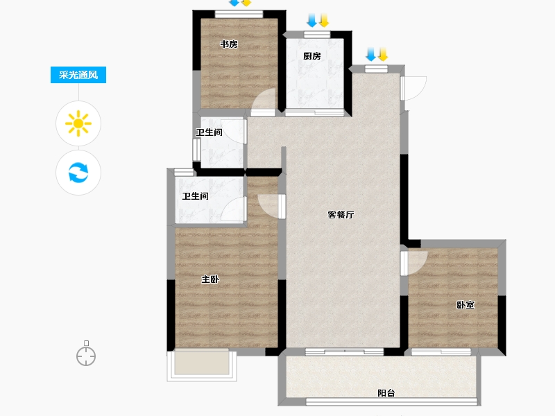 河南省-商丘市-中建观湖宸府-84.08-户型库-采光通风