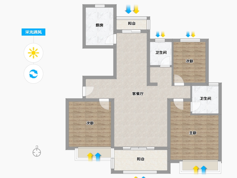 河南省-平顶山市-建业·森林半岛五期通和府-100.12-户型库-采光通风