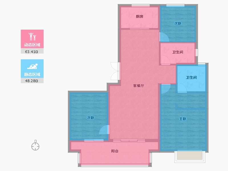 山东省-菏泽市-绿城桂语铂悦-100.94-户型库-动静分区