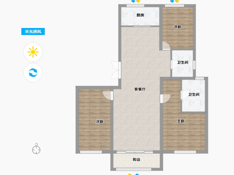 辽宁省-葫芦岛市-三和恬园-104.90-户型库-采光通风