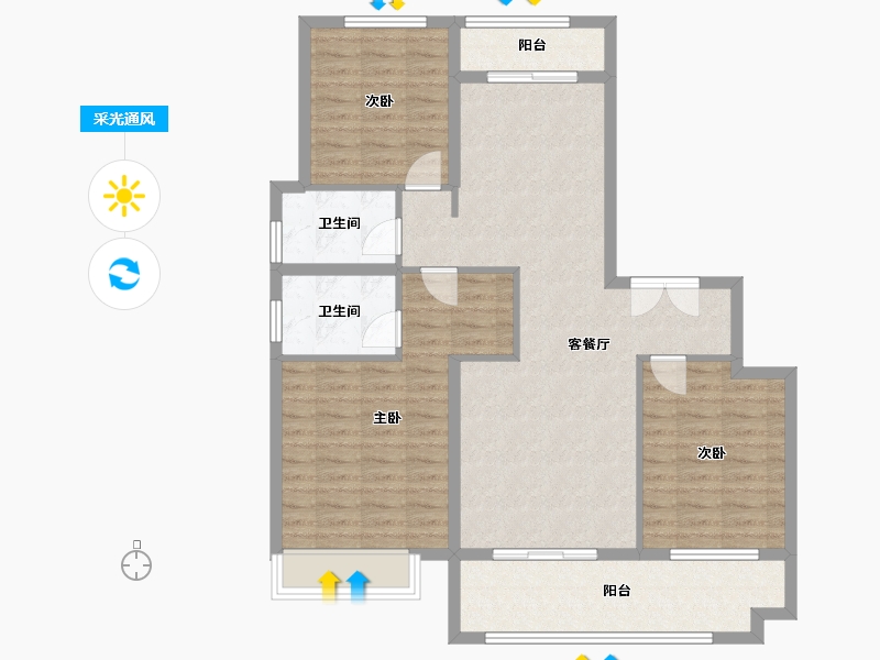 河南省-南阳市-中奥唐河府-102.85-户型库-采光通风