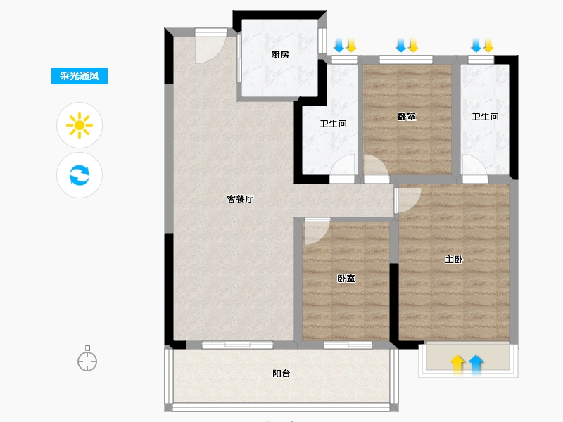 河南省-漯河市-昌建峰璟-88.95-户型库-采光通风