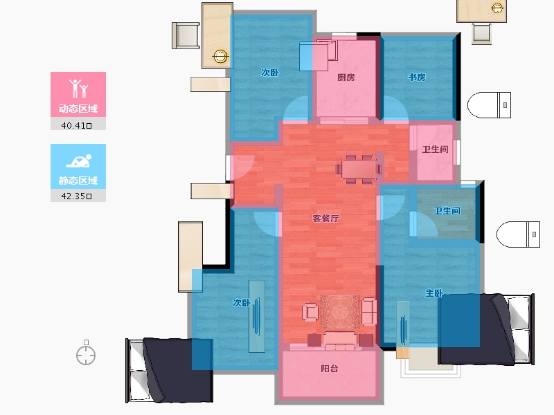 福建省-福州市-碧桂园正荣悦玲珑-71.10-户型库-动静分区