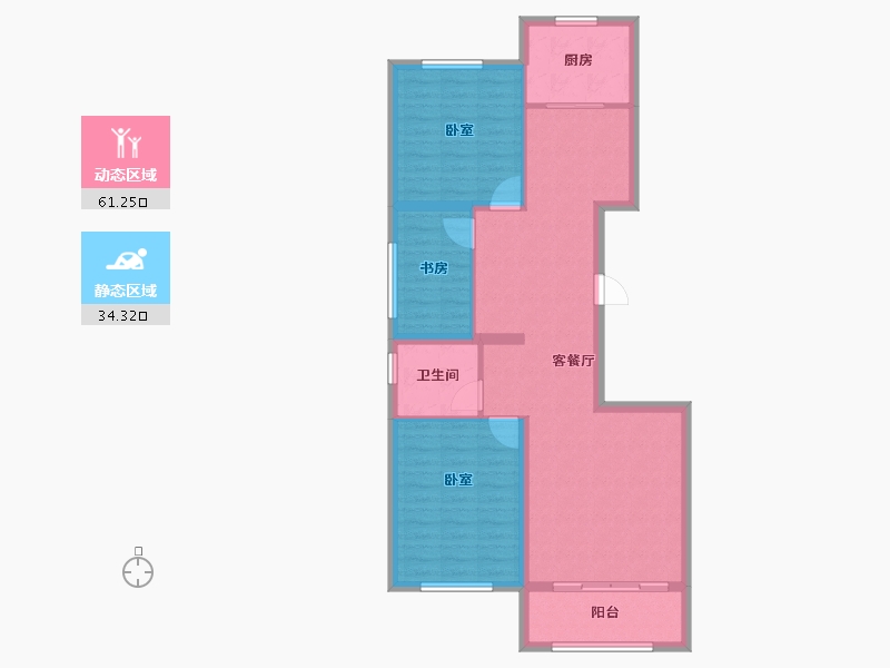 辽宁省-葫芦岛市-三和恬园-86.01-户型库-动静分区