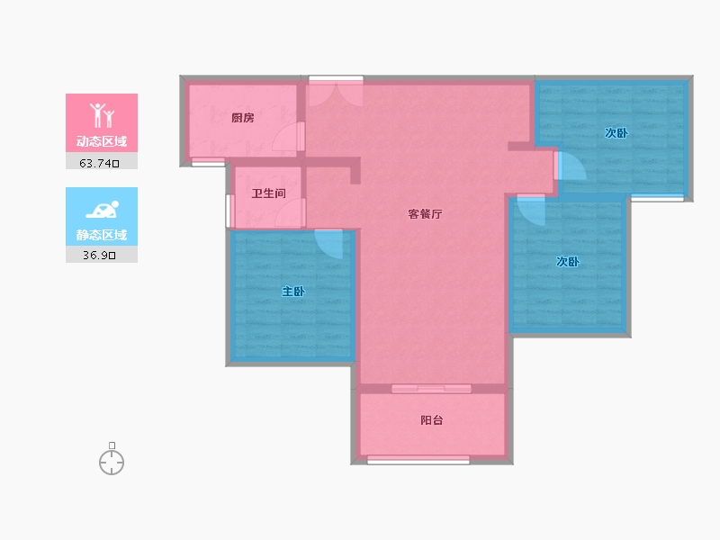 河南省-南阳市-新旭京华府[南苑]-90.13-户型库-动静分区