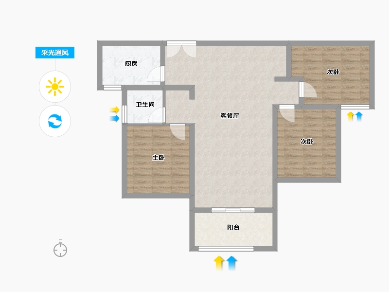 河南省-南阳市-新旭京华府[南苑]-90.13-户型库-采光通风