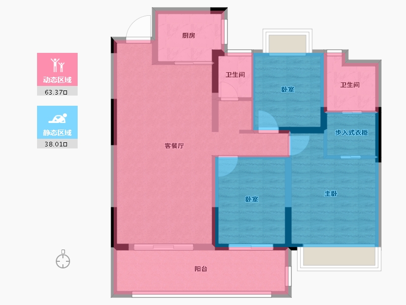 河南省-漯河市-泰威紫宸府-90.62-户型库-动静分区