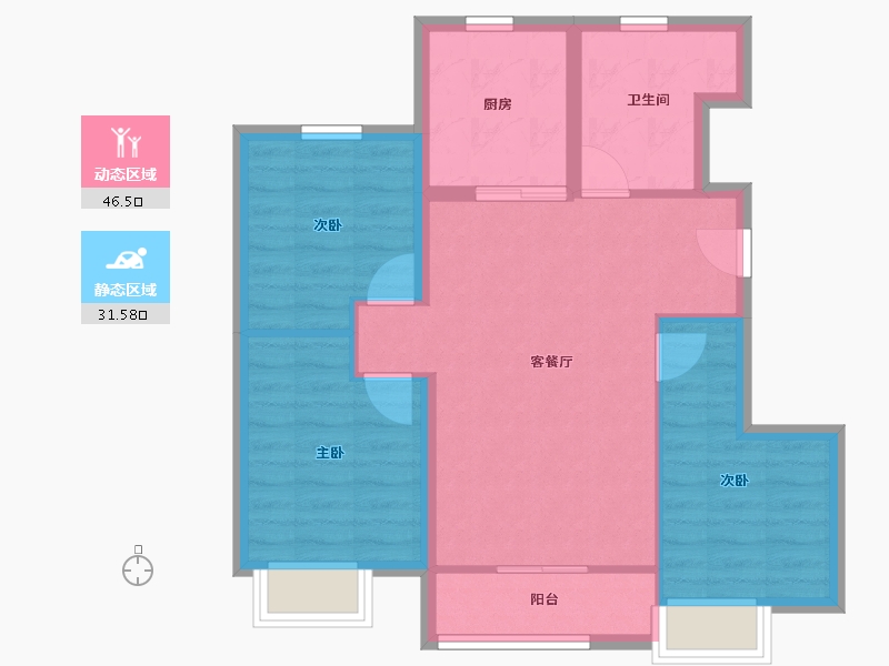 河北省-唐山市-龙湖·天境丨尘林间-69.72-户型库-动静分区