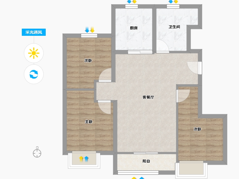 河北省-唐山市-龙湖·天境丨尘林间-69.72-户型库-采光通风