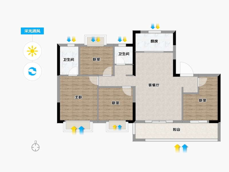 福建省-莆田市-三盛中梁璞悦风华-104.80-户型库-采光通风