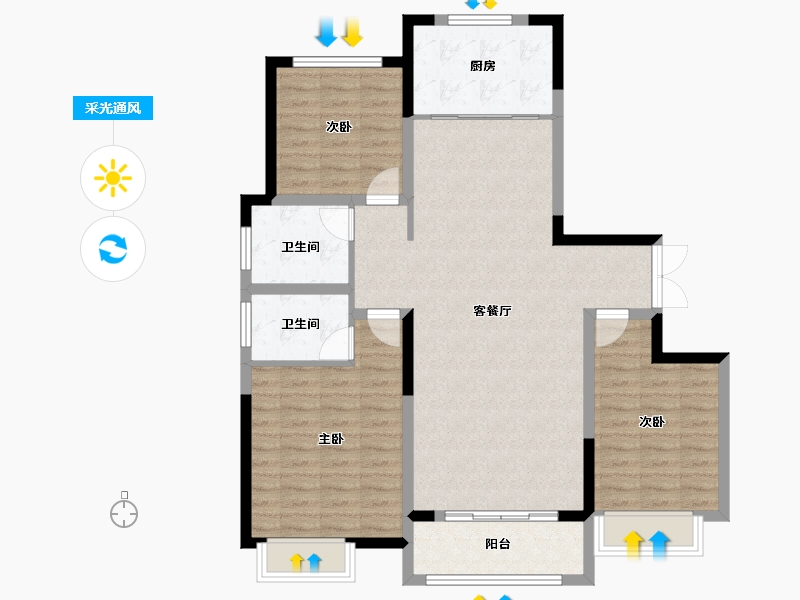 河南省-洛阳市-美庐新苑-103.68-户型库-采光通风