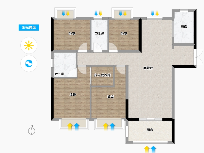 湖北省-黄石市-宏维·新城-108.19-户型库-采光通风