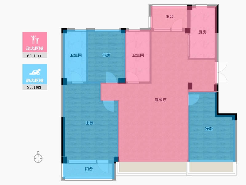 辽宁省-大连市-德贤华府-111.00-户型库-动静分区