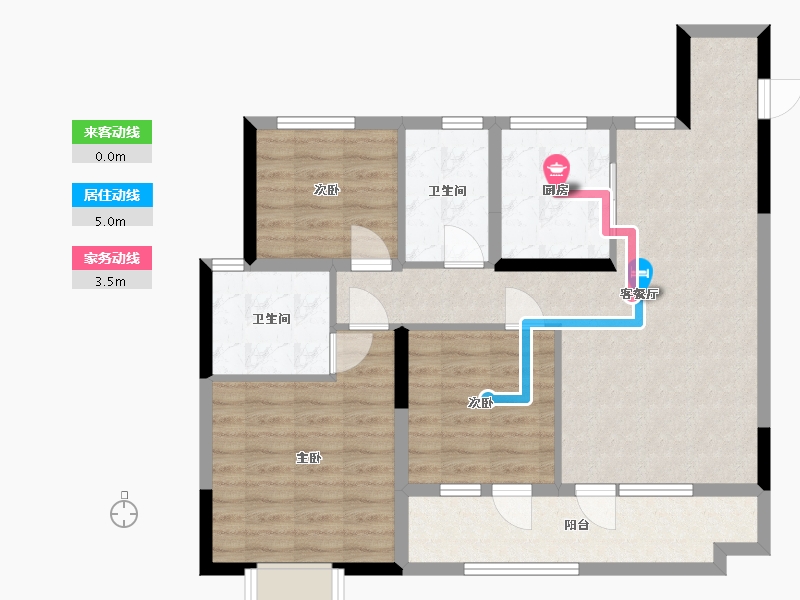 山东省-青岛市-龙湖西府原著-87.74-户型库-动静线