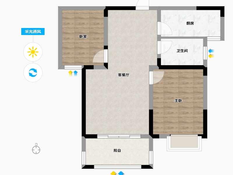 河南省-漯河市-昌建新水岸-72.78-户型库-采光通风