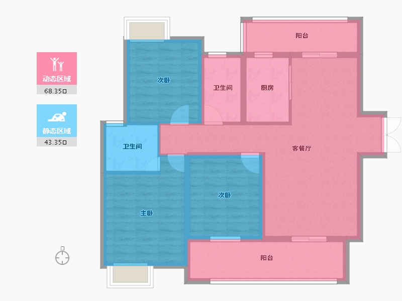 贵州省-黔东南苗族侗族自治州-三穗滨河公馆-99.30-户型库-动静分区