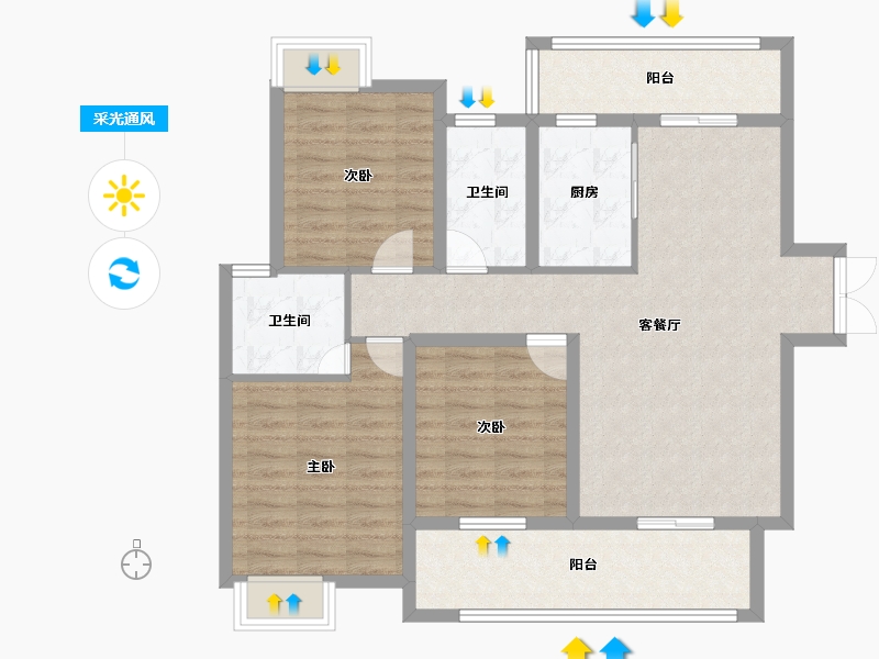 贵州省-黔东南苗族侗族自治州-三穗滨河公馆-99.30-户型库-采光通风