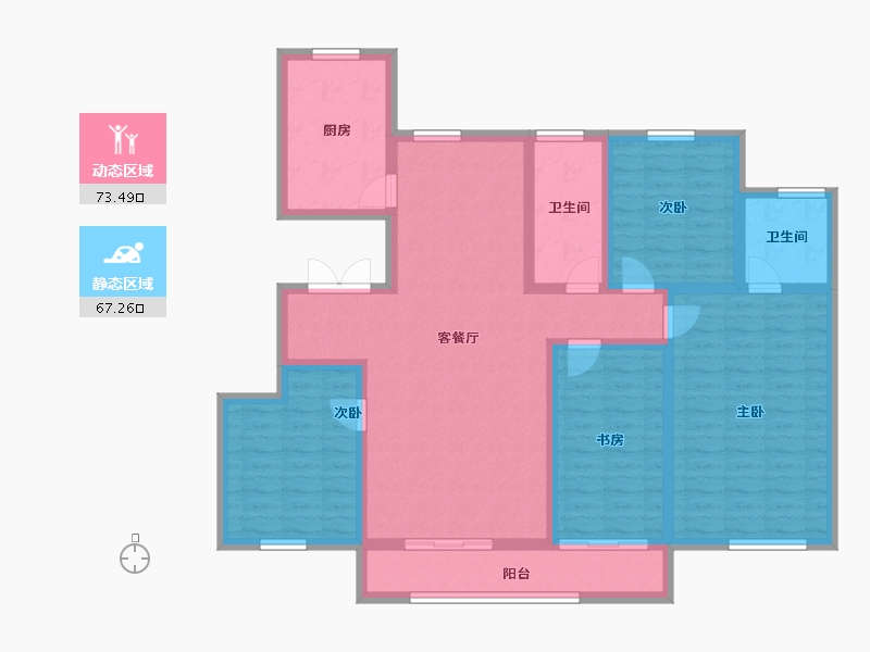 河北省-唐山市-南湖中央广场-125.70-户型库-动静分区