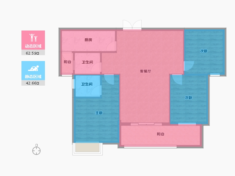 贵州省-黔东南苗族侗族自治州-三穗滨河公馆-96.08-户型库-动静分区