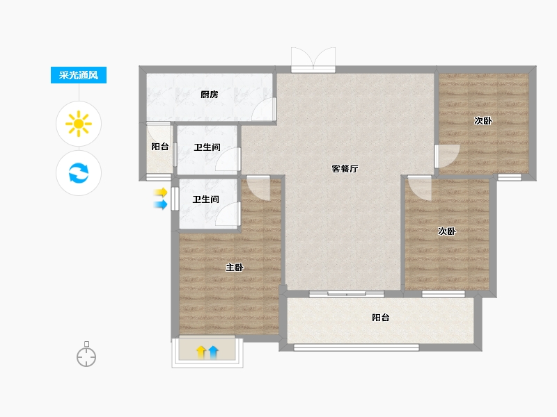 贵州省-黔东南苗族侗族自治州-三穗滨河公馆-96.08-户型库-采光通风