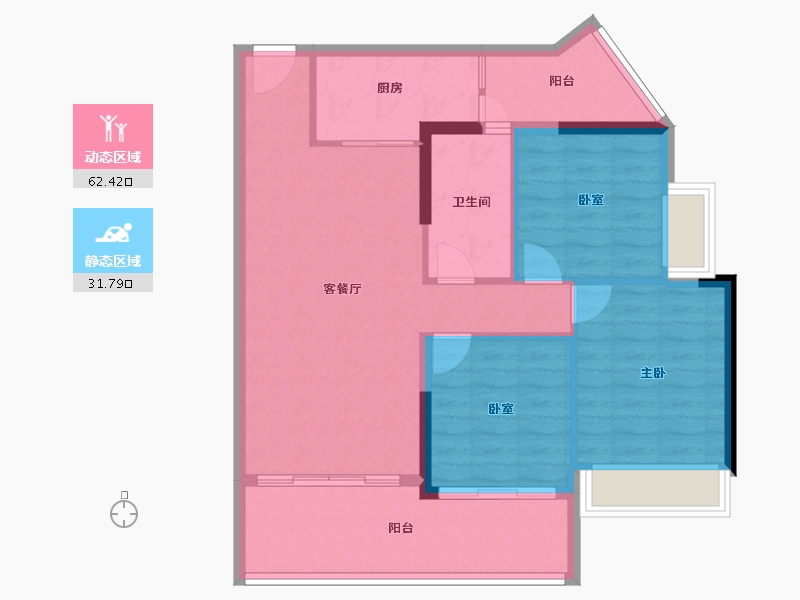 四川省-绵阳市-仁和春天二期青云上-84.73-户型库-动静分区