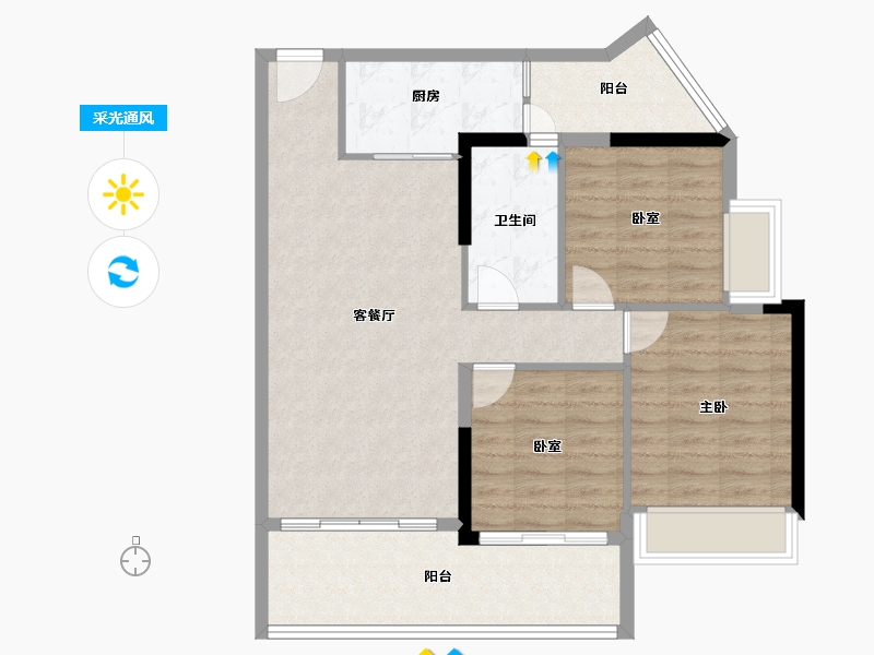 四川省-绵阳市-仁和春天二期青云上-84.73-户型库-采光通风