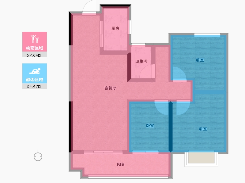 安徽省-宿州市-三巽·灵璧清枫-80.81-户型库-动静分区