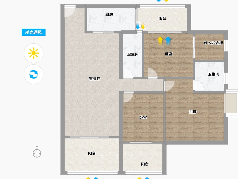 四川省-绵阳市-仁和春天二期青云上-93.58-户型库-采光通风