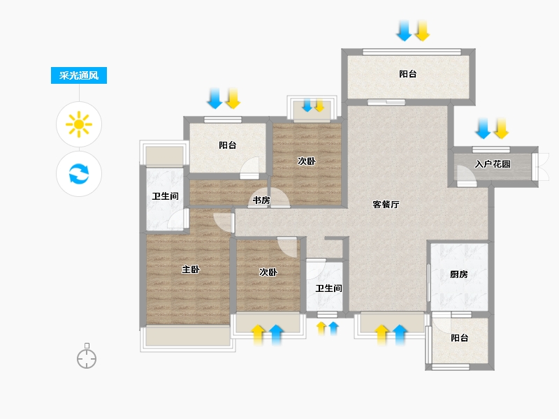 湖南省-衡阳市-胜邦御景东方-111.28-户型库-采光通风