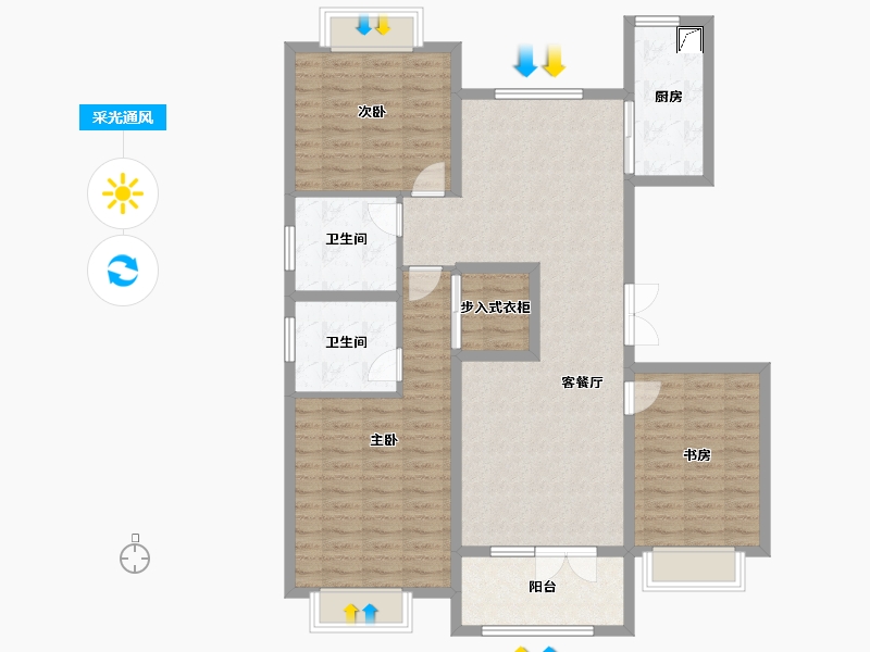 山东省-济宁市-瑞马意墅-115.87-户型库-采光通风