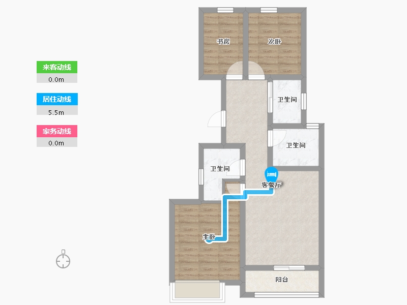 河北省-唐山市-南湖中央广场-65.89-户型库-动静线