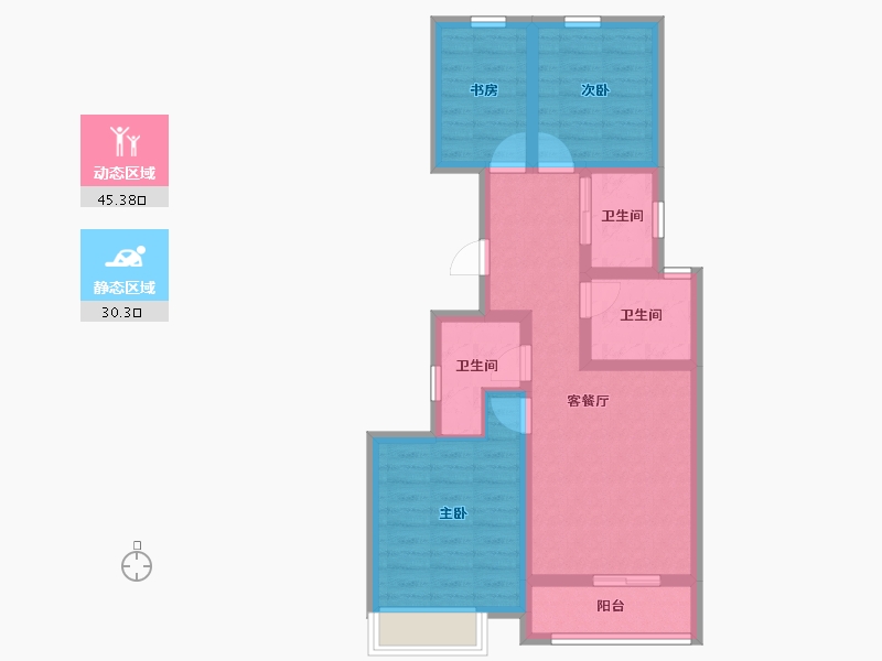 河北省-唐山市-南湖中央广场-65.89-户型库-动静分区