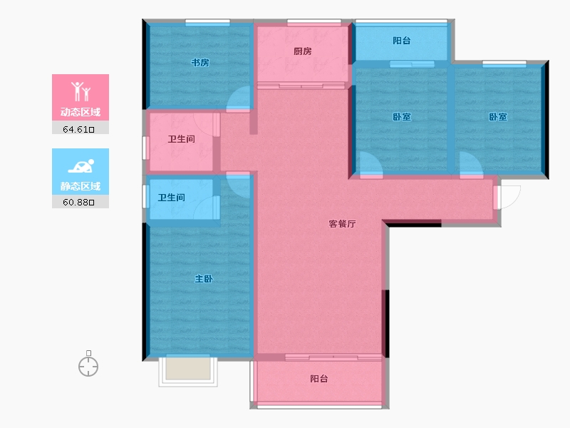 湖北省-咸宁市-领秀城银泉华府-111.53-户型库-动静分区