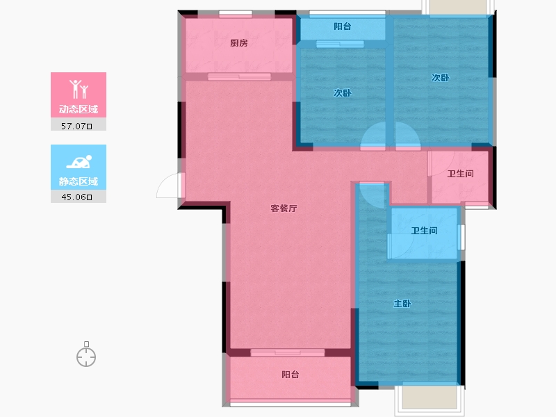 湖北省-黄冈市-红安东城国际-90.87-户型库-动静分区